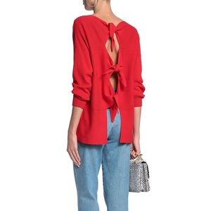 Alice + Olivia Red Tie Back Knitted Top